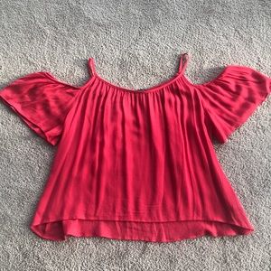 Red/coral cold shoulder top sz L juniors